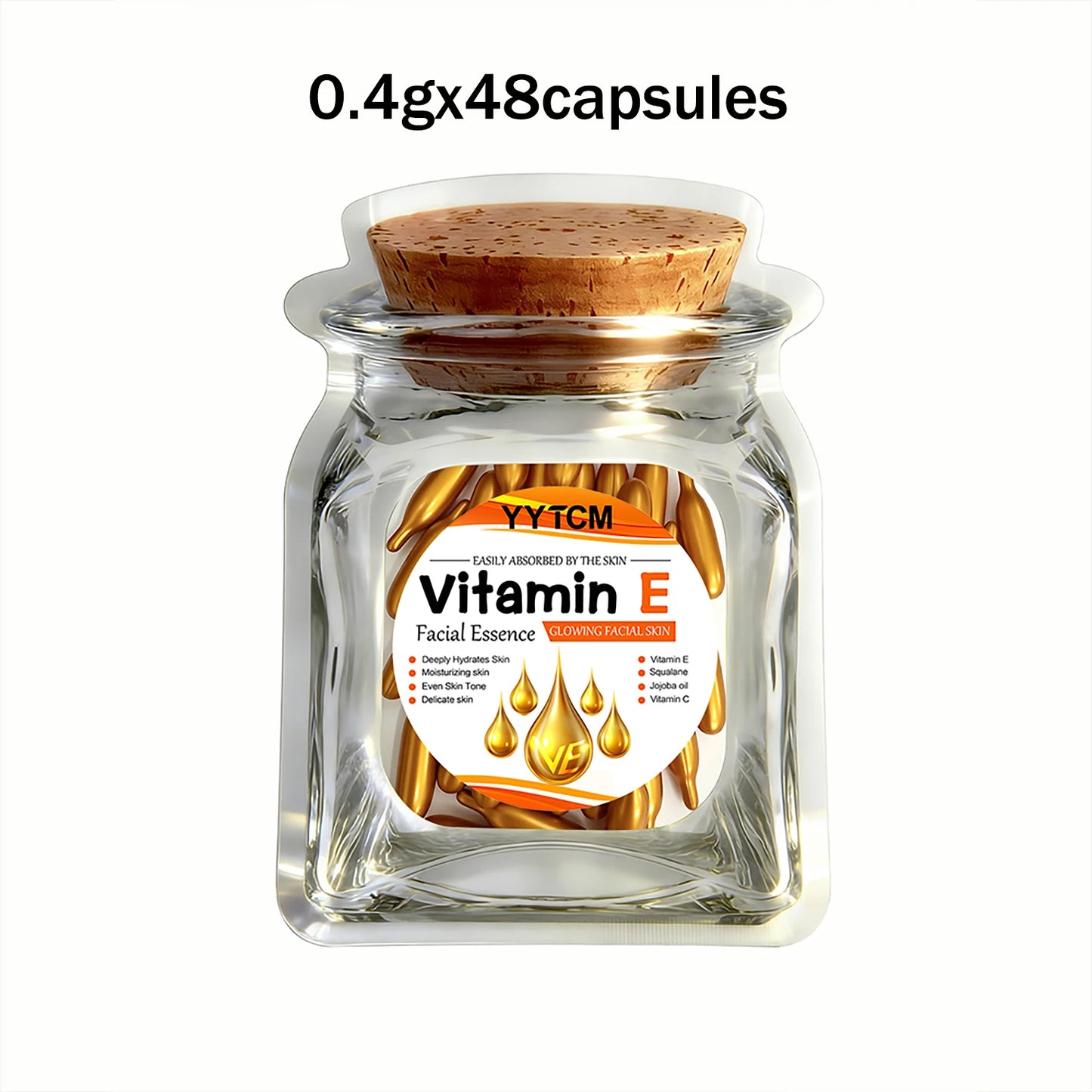 Vitamin E & C Capsule Essence | Deep Moisturizing Face Serum with Squalane (30 Caps)
