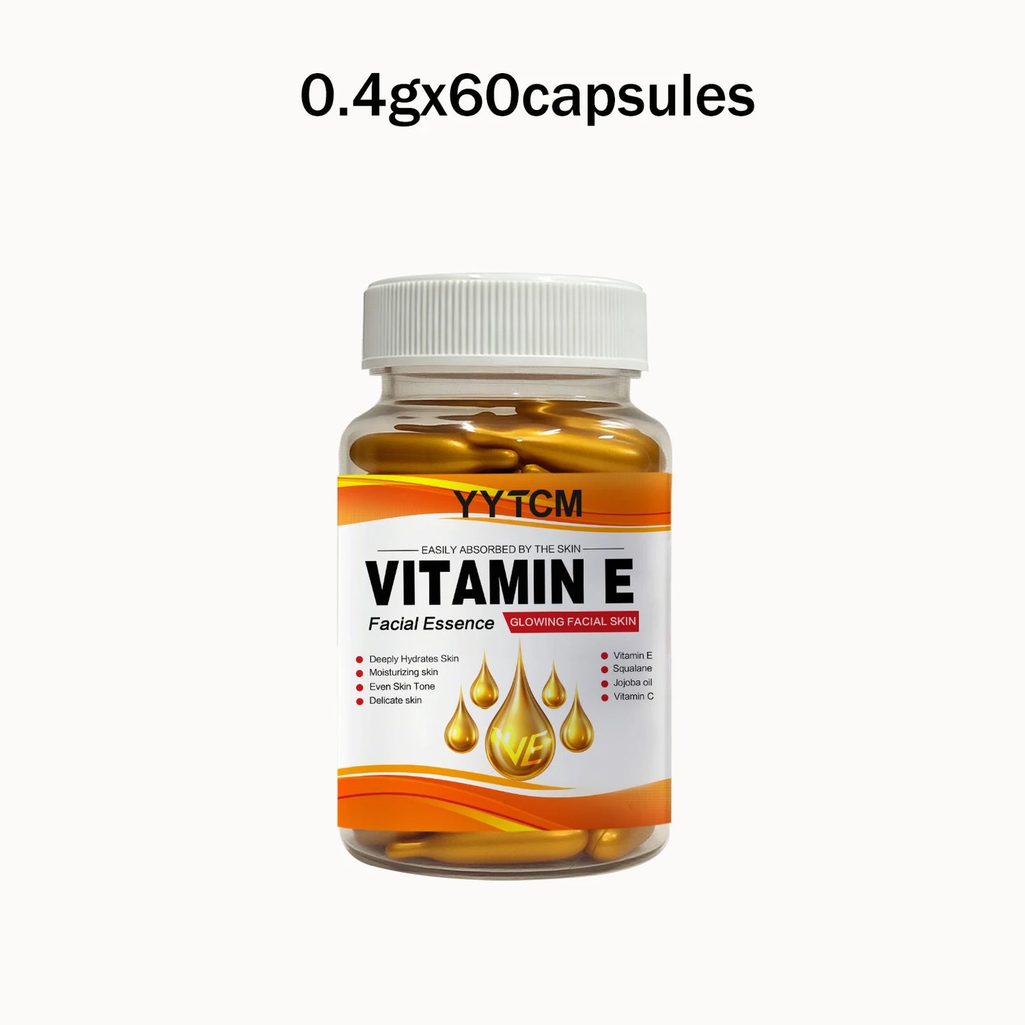 Vitamin E & C Capsule Essence | Deep Moisturizing Face Serum with Squalane (30 Caps)