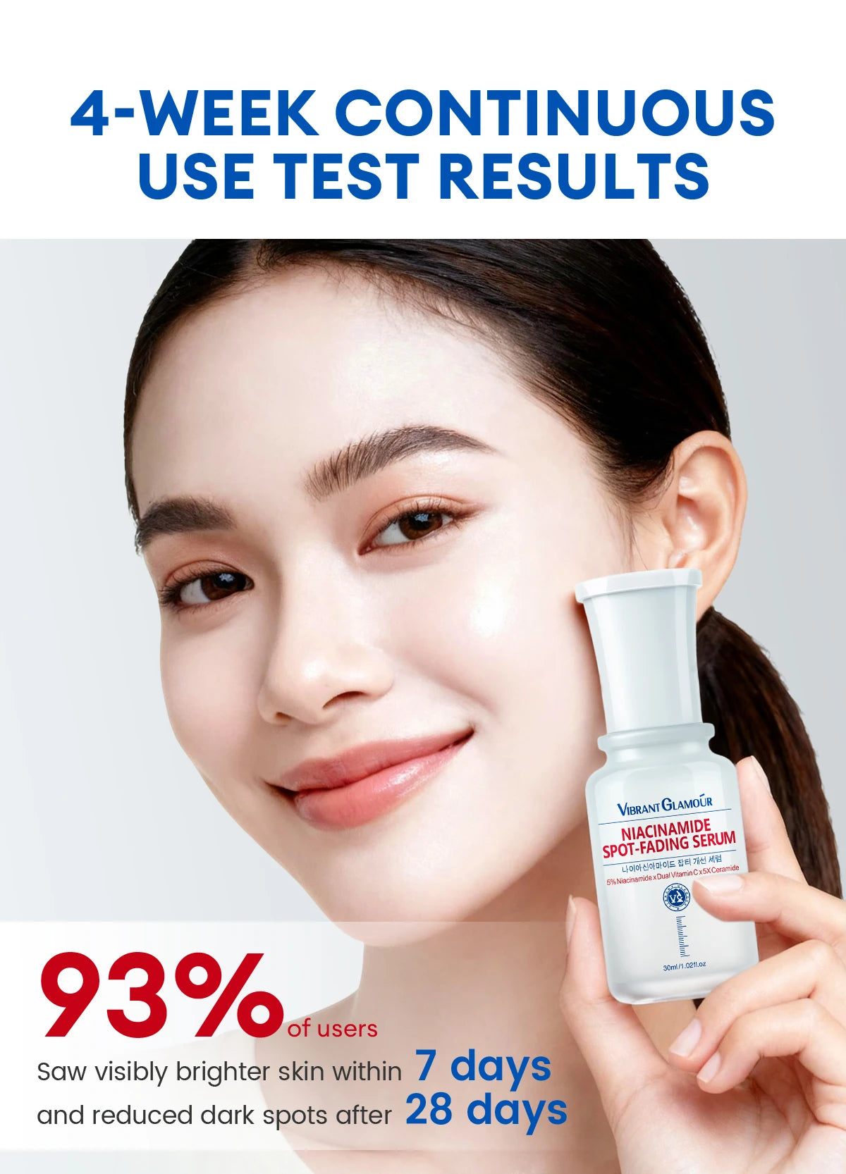 VIBRANT GLAMOUR Niacinamide Essence, Newly Upgraded Korean Formula High-Efficiency Skincare Reduces Spots Brightens Skin Tone