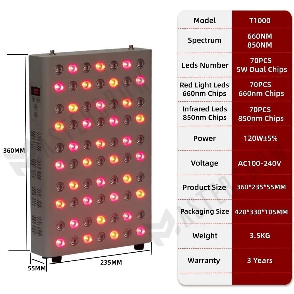 Led Red Light Therapy Panel Dimming Timing LED Beauty Devices Double Chip 660nm 850nm Infrared Light Therapy Skincare Face Body