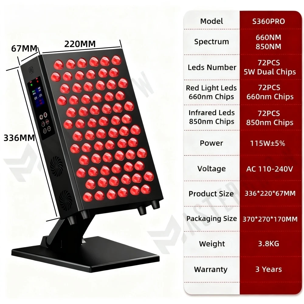 Led Red Light Therapy Panel Dimming Timing LED Beauty Devices Double Chip 660nm 850nm Infrared Light Therapy Skincare Face Body