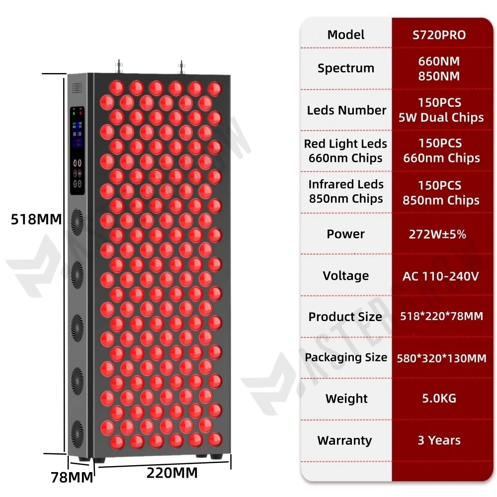 Led Red Light Therapy Panel Dimming Timing LED Beauty Devices Double Chip 660nm 850nm Infrared Light Therapy Skincare Face Body